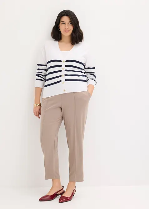 Pantaloni in jersey con elastico in vita e piega cucita, bonprix