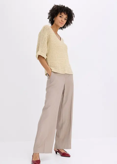 Maglione a mezze maniche in filato a fettuccia, bonprix