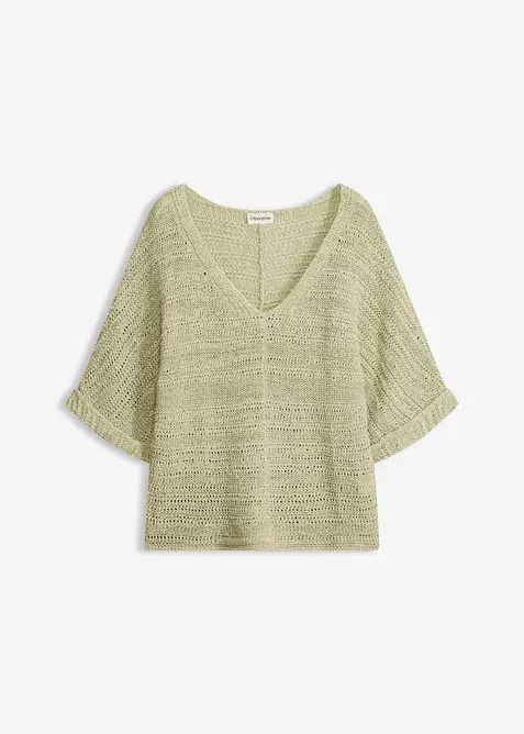 Maglione a mezze maniche in filato a fettuccia, bonprix