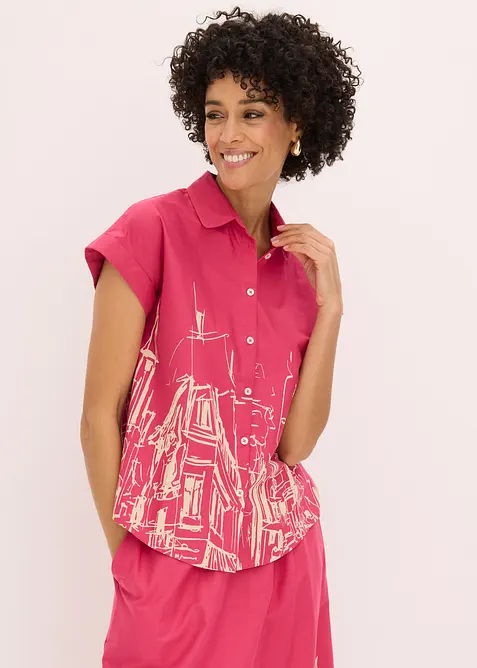 Camicetta oversize a maniche corte in popeline di cotone, bonprix