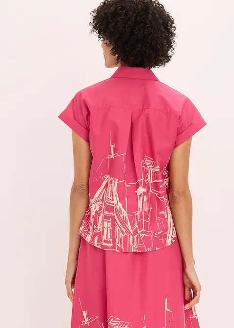 Camicetta oversize a maniche corte in popeline di cotone, bonprix