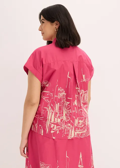 Camicetta oversize a maniche corte in popeline di cotone, bonprix