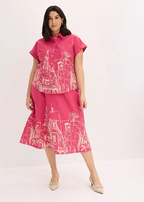 Camicetta oversize a maniche corte in popeline di cotone, bonprix