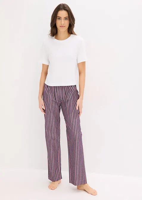 Pigiama con pantaloni in tessuto, bonprix