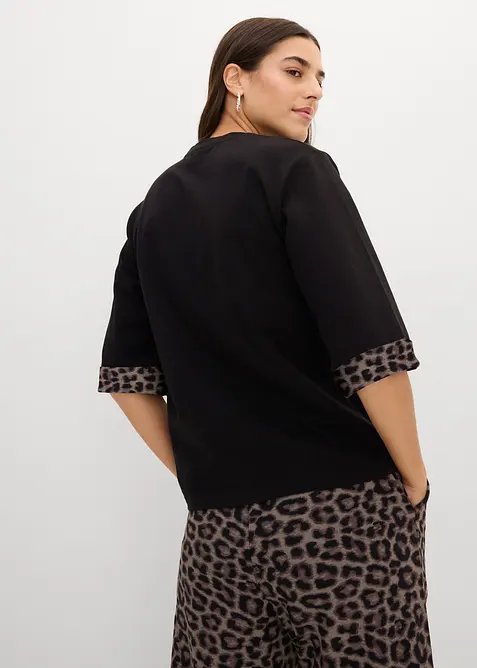 Felpa leopardata in misto cotone, bonprix