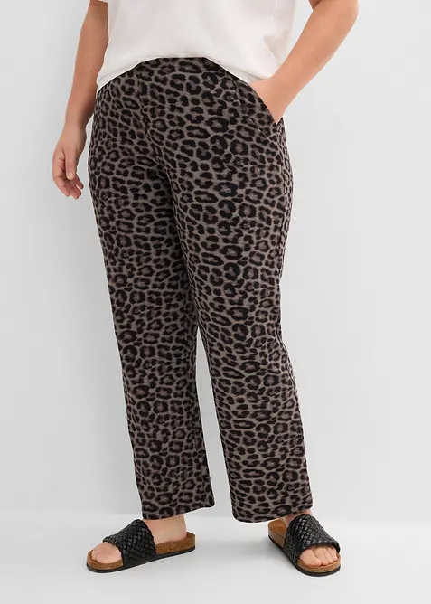 Pantaloni leopardati in felpa di misto cotone, bonprix