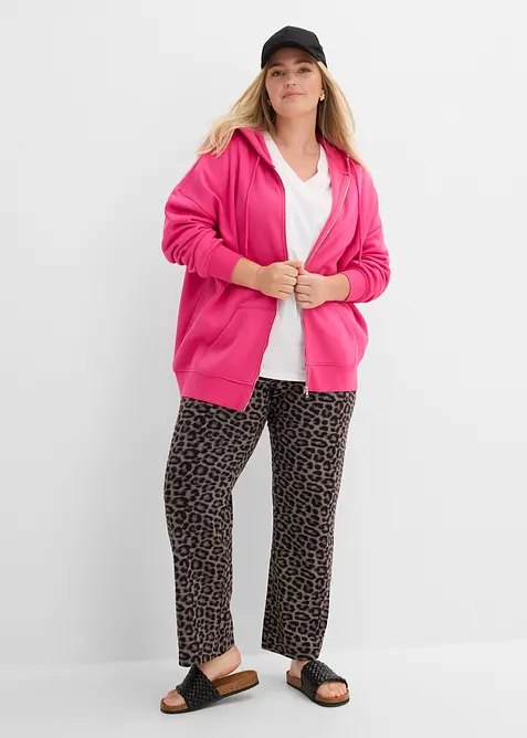 Pantaloni leopardati in felpa di misto cotone, bonprix