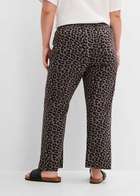 Pantaloni leopardati in felpa di misto cotone, bonprix