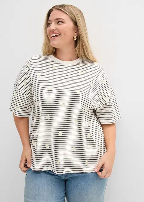 T-shirt in puro cotone a righe, bonprix