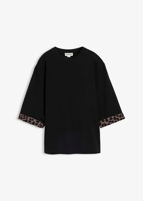 Felpa leopardata in misto cotone, bonprix