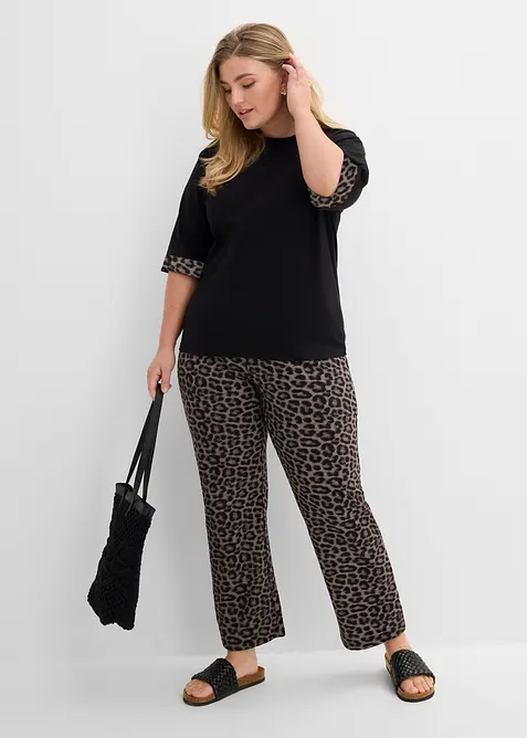 Felpa leopardata in misto cotone, bonprix