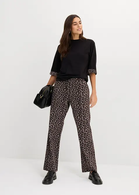 Felpa leopardata in misto cotone, bonprix