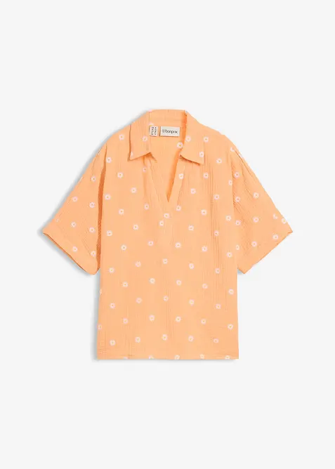 Blusa a maniche corte in mussola leggera, bonprix