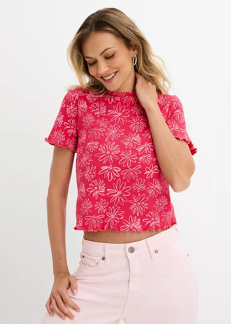 T-shirt corta in misto cotone, bonprix