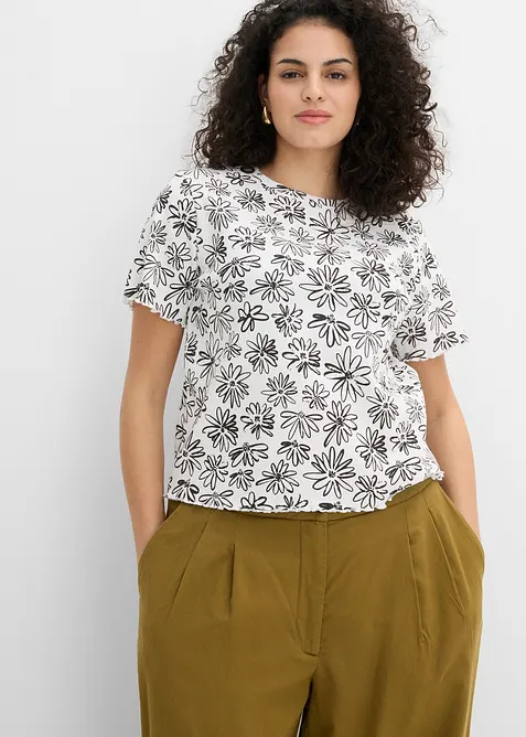 T-shirt corta in misto cotone, bonprix