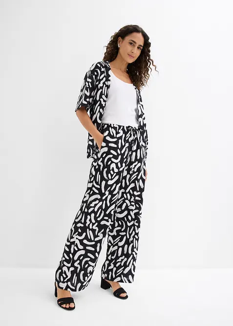 Pantaloni con elastico in vita in viscosa fluida con fantasia, bonprix