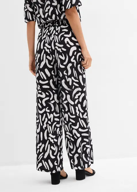 Pantaloni con elastico in vita in viscosa fluida con fantasia, bonprix
