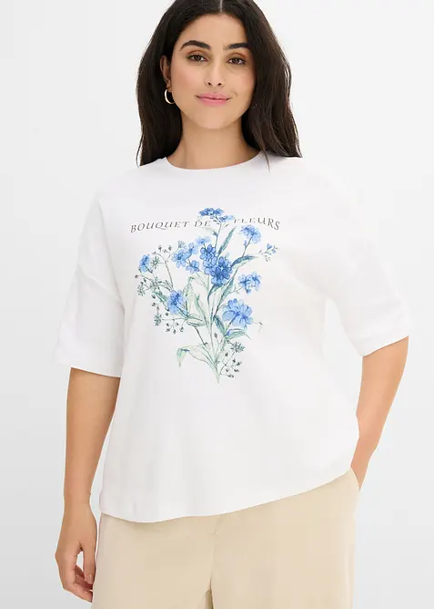 T-shirt ampia in puro cotone, bonprix