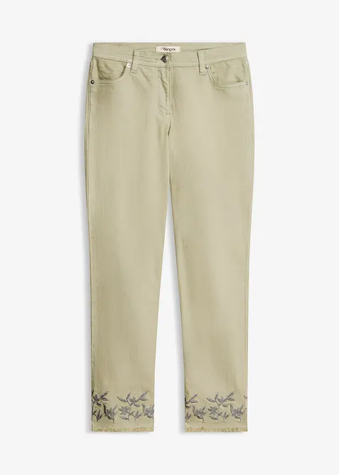 Pantaloni in twill con ricami, bonprix