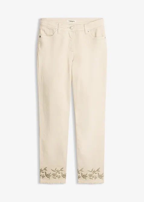 Pantaloni in twill con ricami, bonprix