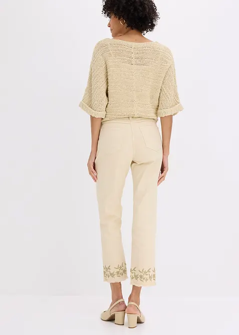 Pantaloni in twill con ricami, bonprix