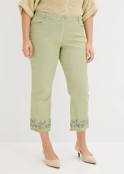 Pantaloni in twill con ricami, bonprix