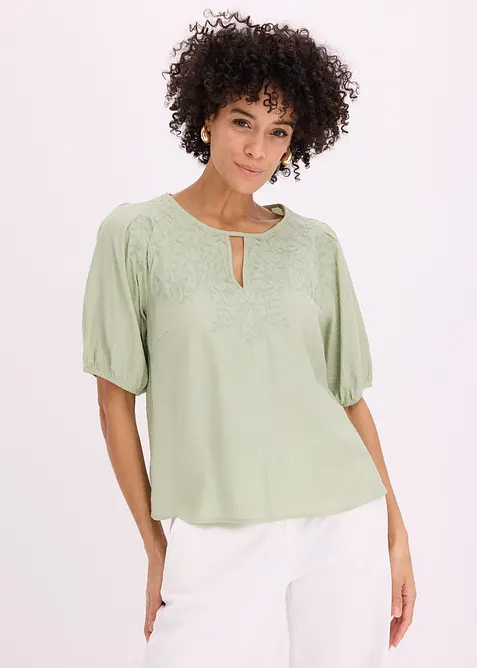 Tunica leggermente trasparente con ricami, bonprix