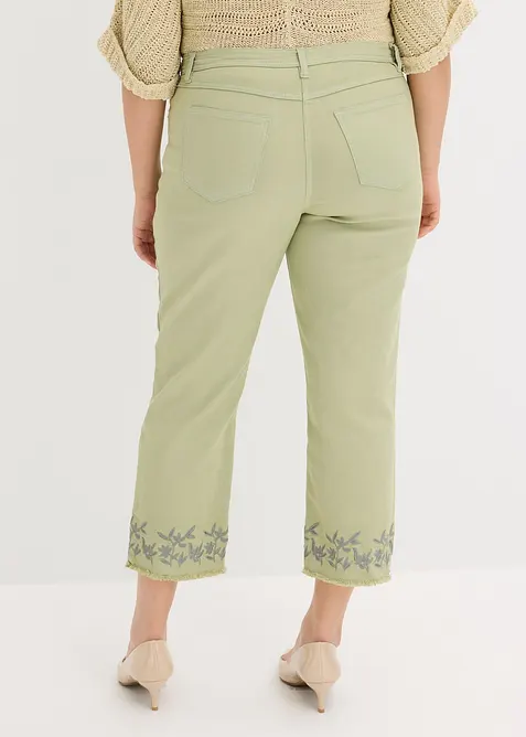 Pantaloni in twill con ricami, bonprix