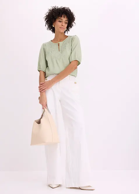 Tunica leggermente trasparente con ricami, bonprix