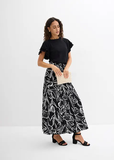 Gonna lunga in viscosa con effetto stropicciato, bonprix