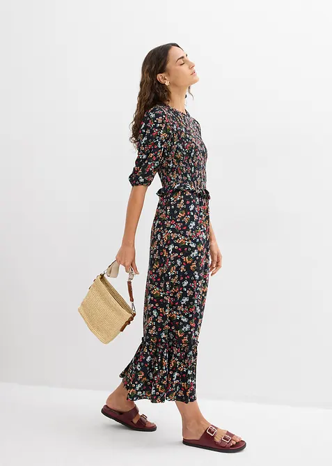 Abito midi in jersey di misto viscosa, bonprix