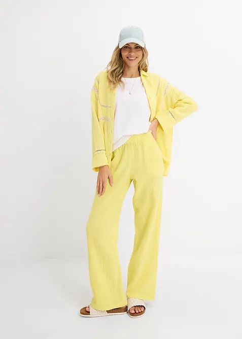 Pantaloni in mussola con elastico in vita, bonprix