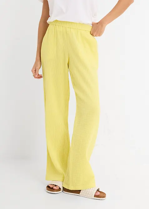 Pantaloni in mussola con elastico in vita, bonprix