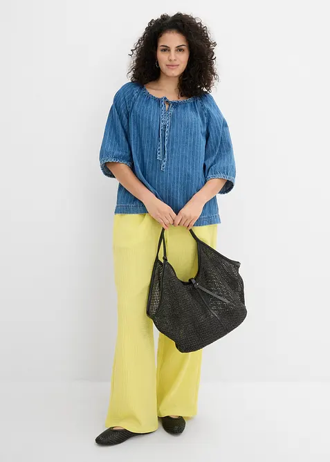 Pantaloni in mussola con elastico in vita, bonprix