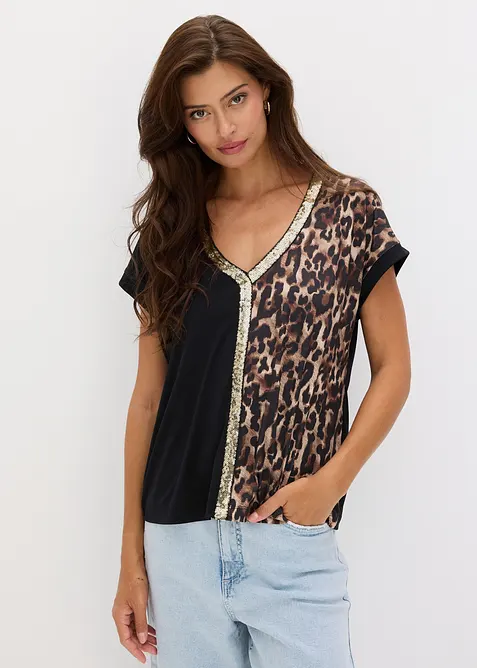 Maglia con paillettes, bonprix