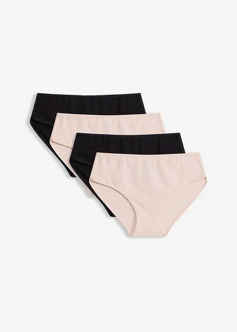 Culotte a vita alta in morbido cotone (pacco da 4), bonprix