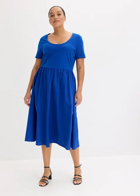 Abito in jersey di materiale misto con maniche corte e tasche, bonprix