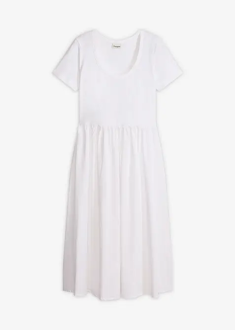 Abito in jersey di materiale misto con maniche corte e tasche, bonprix