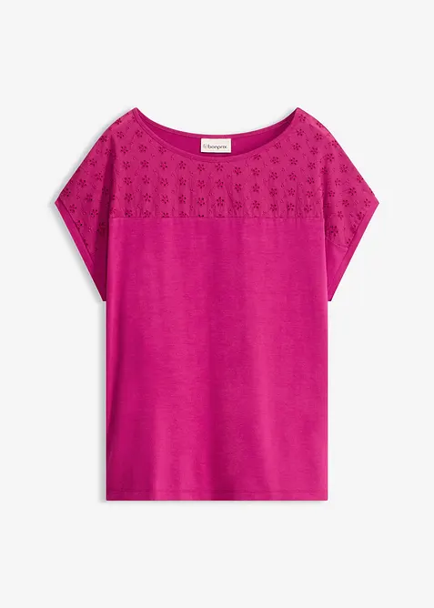 Maglia con inserto in pizzo di misto viscosa morbido, bonprix