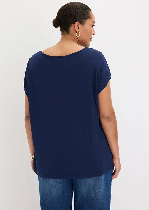 Maglia con inserto in pizzo di misto viscosa morbido, bonprix
