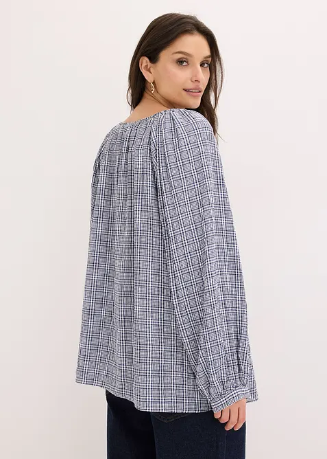 Blusa a quadretti in seersucker, bonprix