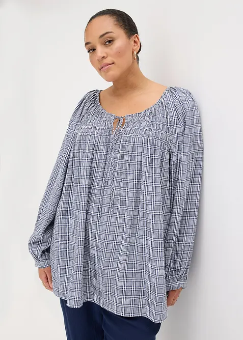 Blusa a quadretti in seersucker, bonprix