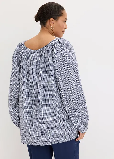 Blusa a quadretti in seersucker, bonprix
