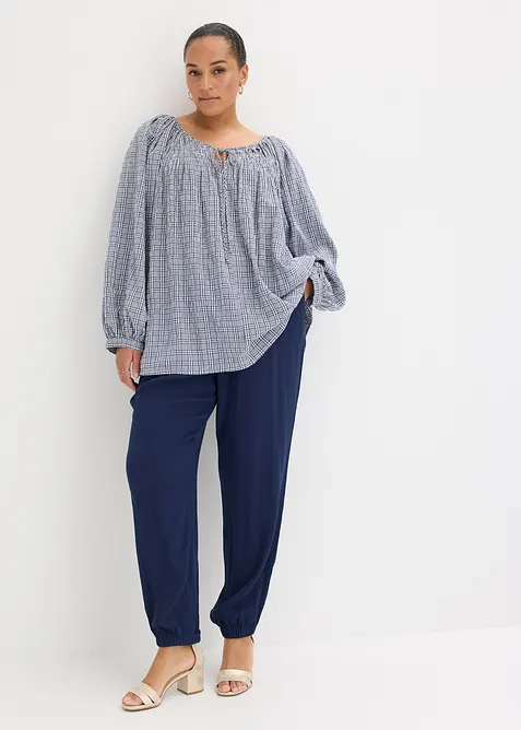 Blusa a quadretti in seersucker, bonprix