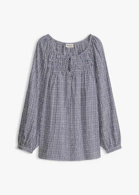 Blusa a quadretti in seersucker, bonprix