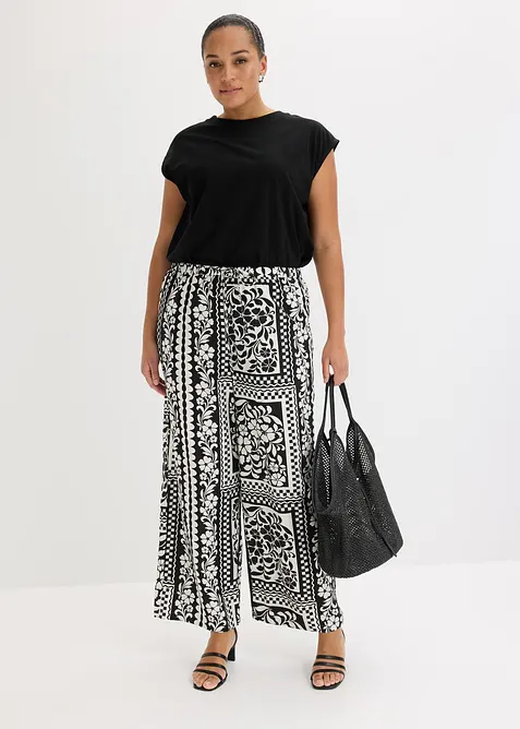 Pantaloni con elastico in vita in misto viscosa fluente, bonprix