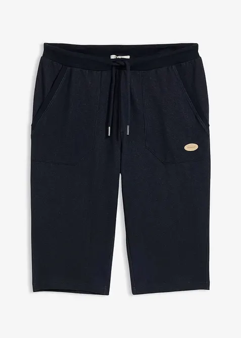 Bermuda lunghi in felpa effetto denim con elastico in vita, bonprix