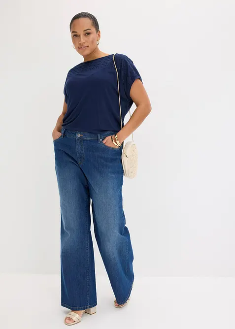 Maglia con inserto in pizzo di misto viscosa morbido, bonprix