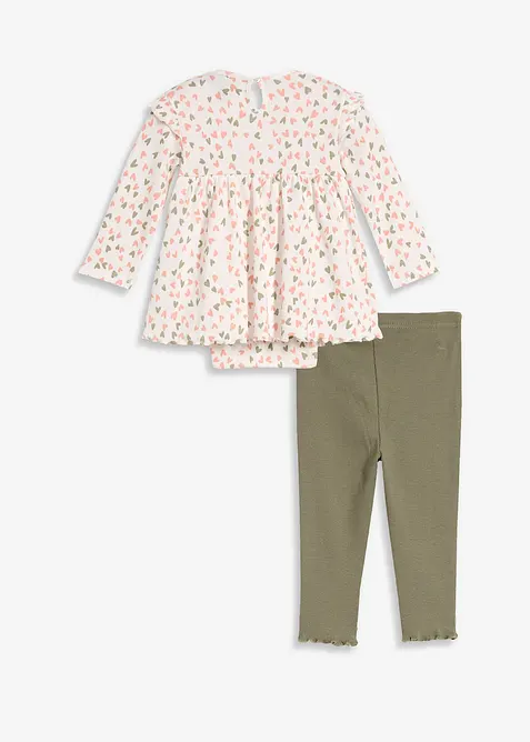 Abito con body e leggings in cotone biologico (set 2 pezzi), bonprix