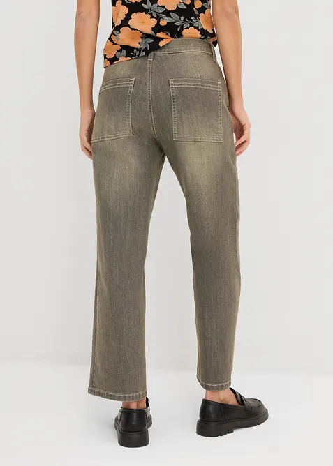 Jeans cropped wide leg, vita alta, bonprix